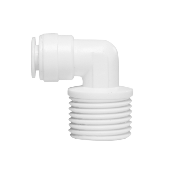 Conector de Codo - Adaptador Macho: 3/8" NPT (M) x 1/4" Conector Rápido